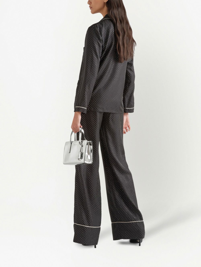 Shop Prada Embroidered Twill Pajamas In Black