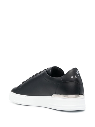 Philipp Plein Low-top Hexagon Leather Sneakers In Black