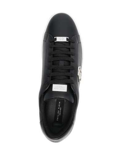 Philipp Plein Low-top Hexagon Leather Sneakers In Black