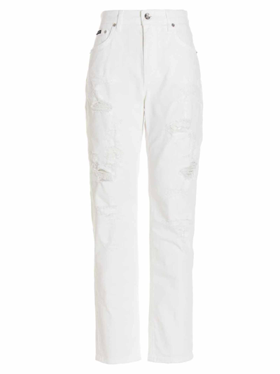 Shop Dolce & Gabbana Jeans In Bianco Ottico