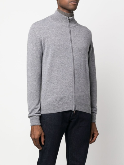 Shop Corneliani Wool Zip-up Jumper In Grey