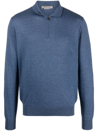 Shop Corneliani Long-sleeve Polo Shirt In Blue