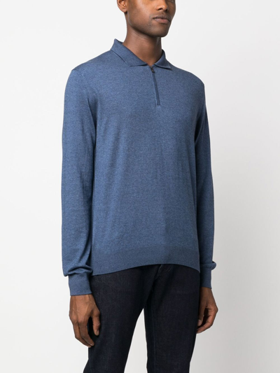 Shop Corneliani Long-sleeve Polo Shirt In Blue