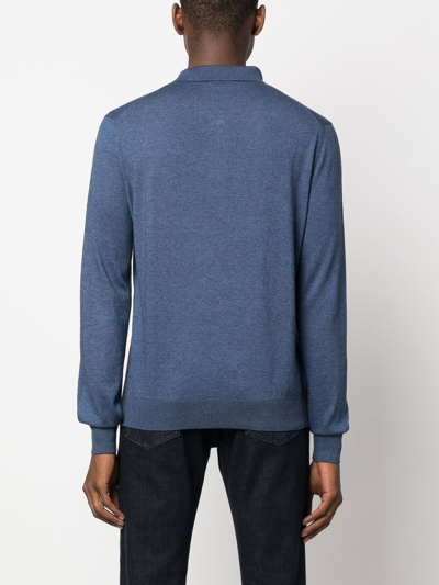 Shop Corneliani Long-sleeve Polo Shirt In Blue