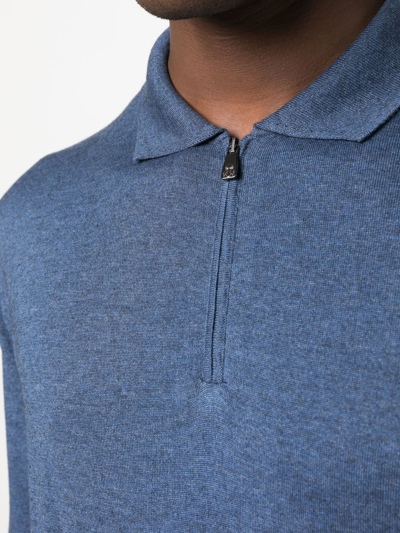 Shop Corneliani Long-sleeve Polo Shirt In Blue