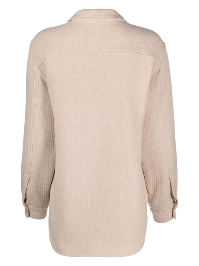 Shop Eleventy Wool Textured Long-sleeve Shirt In Neutrals