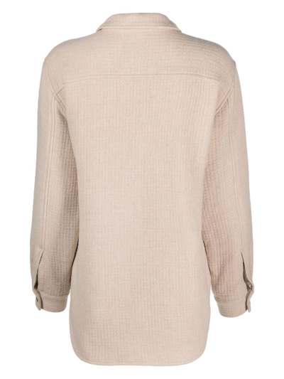 Eleventy Wool Textured Long-sleeve Shirt In Neutrals