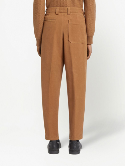 Shop Zegna Pleat-detail Straight-leg Jeans In Brown