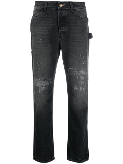 Shop Washington Dee Cee Distressed-effect Straight-leg Jeans In Black