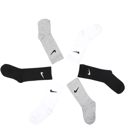 Nike White Set For Kids With Swoossh In Multicolor