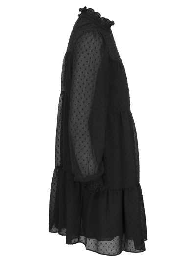 Shop Michael Kors Pois Georgette Dress In Black