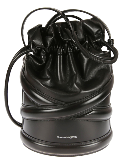 Shop Alexander Mcqueen Soft Curve Large Bucket Bag In Nero