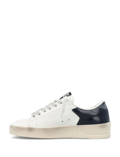 Golden Goose Mens Standard In White Leather With Grey Suede Star And Blue Leather Heel In Neutral