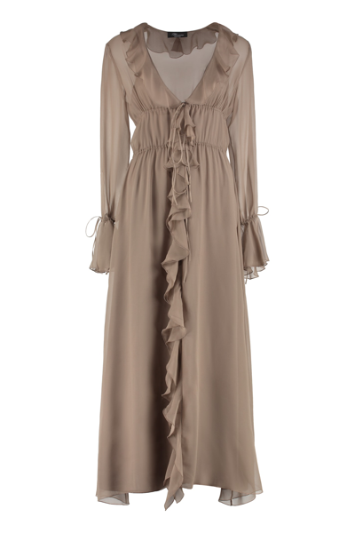 Shop Blumarine Silk Gown  In Mud