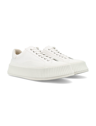 Shop Jil Sander Recycled Canvas Sneakers In Light Ivory