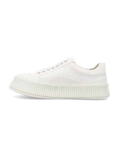 Shop Jil Sander Recycled Canvas Sneakers In Light Ivory