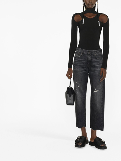 R13 Distressed-effect Cropped Jeans In Black