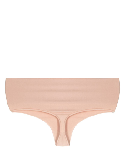 Shop Spanx Ecocare High-waisted Thong In Neutrals