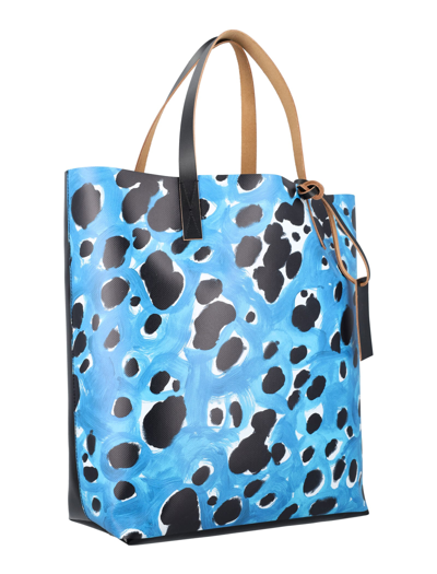 Shop Marni Tribeca Shopping Bag In Black Blue