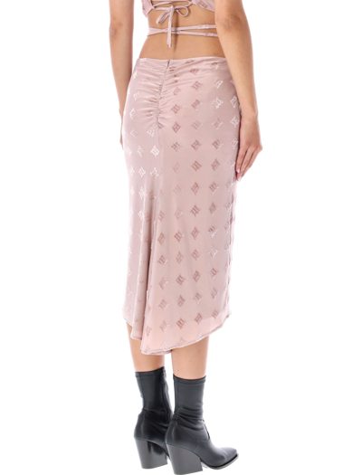 Shop Misbhv Velour Monogram Straps Midi Skirt In Pink