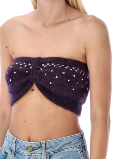 Shop Alessandra Rich Crystal Embellishments Bandeau In Purple