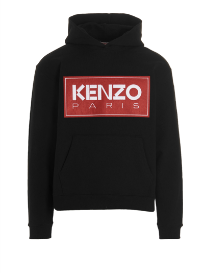 Shop Kenzo Box Logo Hoodie In J Black