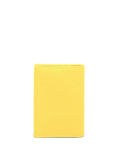 Shop Prada Small Saffiano-leather Tri-fold Wallet In Yellow