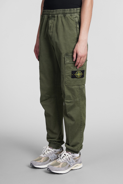 Shop Stone Island Pants In Green Cotton In Olive