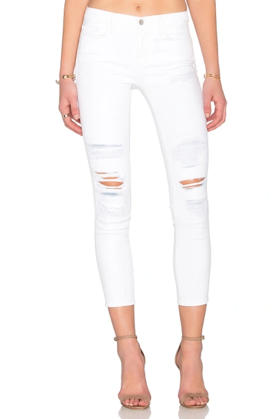 J Brand Low Rise Crop Jeans (demented White Distressed) In Whispering Blue