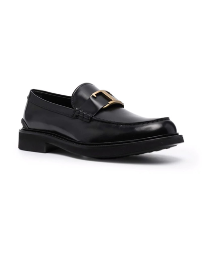 Shop Tod's Loafers In Black Semi-shiny Leather