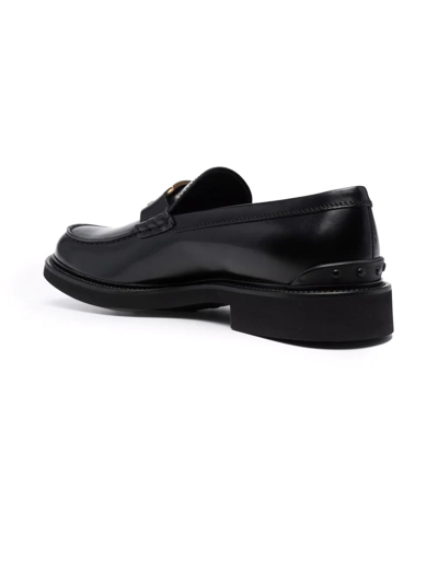 Shop Tod's Loafers In Black Semi-shiny Leather