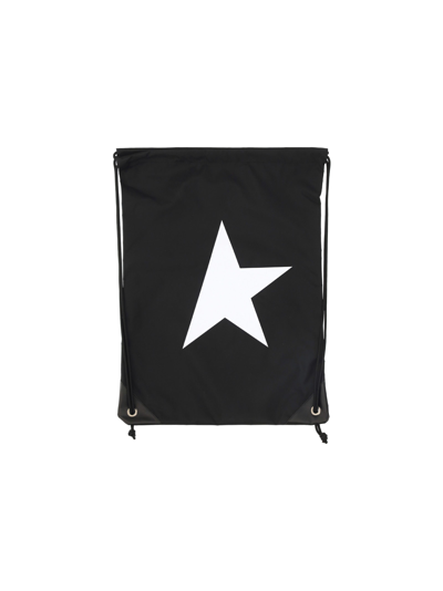 Shop Golden Goose Star Drawstring Bag In Black/white