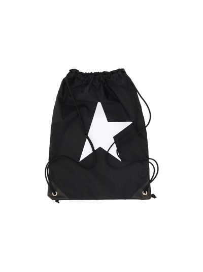 Shop Golden Goose Star Drawstring Bag In Black/white