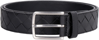 Shop Bottega Veneta Leather Belt In Black-silver