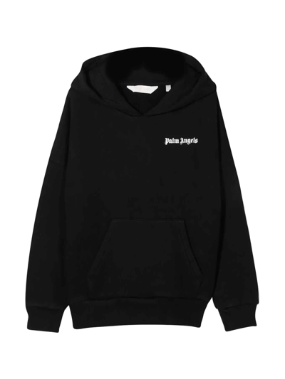 Shop Palm Angels Boy Hooded Sweatshirt In Black Whit