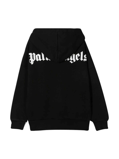 Shop Palm Angels Boy Hooded Sweatshirt In Black Whit