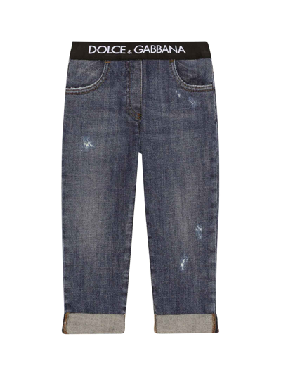 Shop Dolce & Gabbana Blue Jeans Girl In Blu Scurissimo