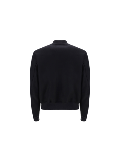 Off-white Black Logo Patch Varsity Jacket In Black Orange