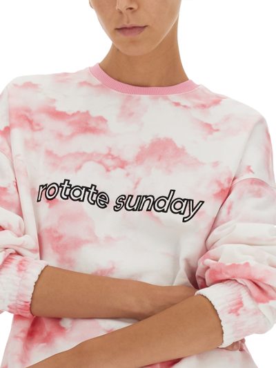 Shop Rotate Birger Christensen Sweatshirt With Logo Embroidery In Begonia Pink
