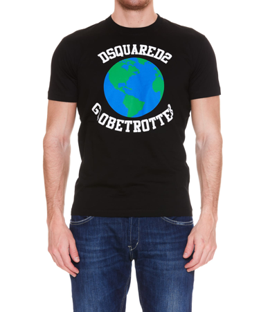 Shop Dsquared2 Globetrotter T-shirt In Nero