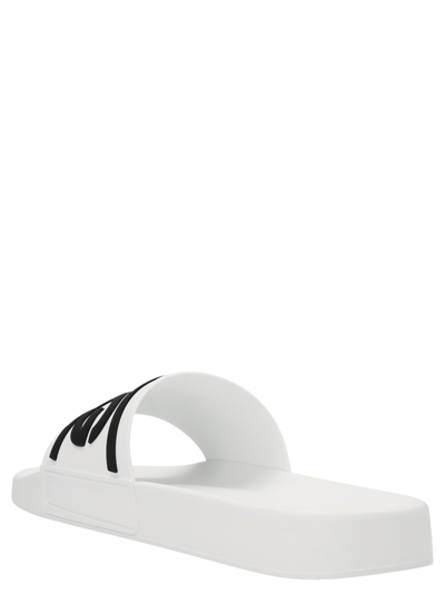 Shop Dolce & Gabbana Logo Slides In Bianco/nero