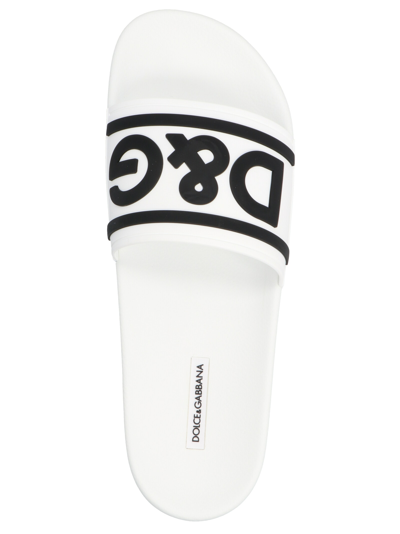 Shop Dolce & Gabbana Logo Slides In Bianco/nero