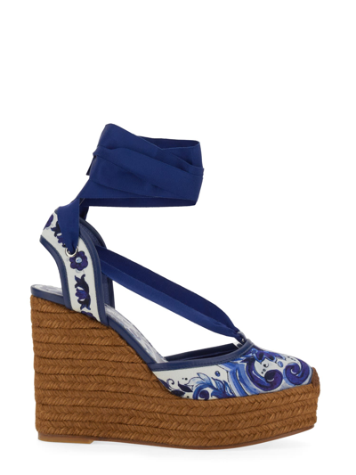 Shop Dolce & Gabbana Fabric Wedge In Ob Azulejos F.b.natur.