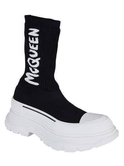 Shop Alexander Mcqueen Sock Boots In Nero