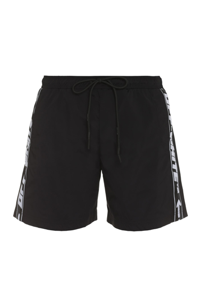 Shop Off-white Nylon Swim Shorts In Black White
