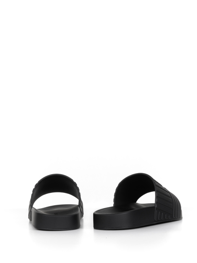 Shop Bottega Veneta Logo Sole Sliders In Nero