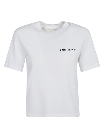 Shop Palm Angels Classic Logo Fitted T-shirt In Bianco