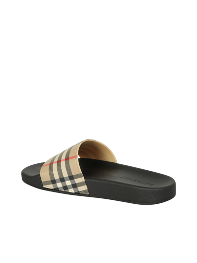 Shop Burberry Vintage Check Motif Sandals In Beige