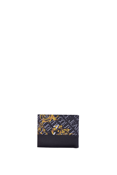 Shop Versace Jeans Couture Leather Wallet In Black/gold
