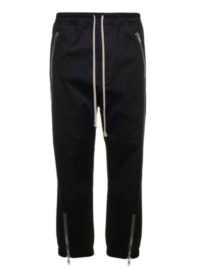 Shop Rick Owens Mans Black Cotton Track Pants With Zip